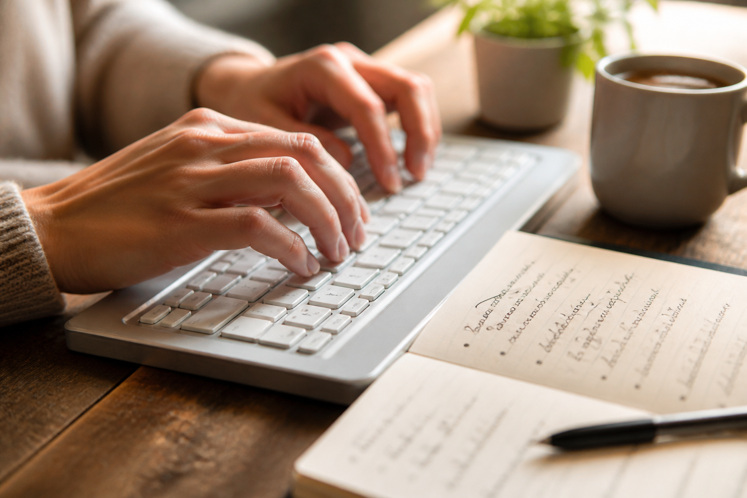 Hände tippen auf Tastatur zur Formulierung wenn ein Newsletter nicht geöffnet wird