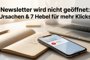 Smartphone auf Schreibtisch zeigt Benachrichtigung wenn der Newsletter wird nicht geöffnet