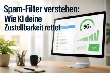 Spam-Filter verstehen: Wie KI-Prüfer deine Zustellbarkeit retten – Dashboard mit hohen Zustellraten auf einem Bildschirm