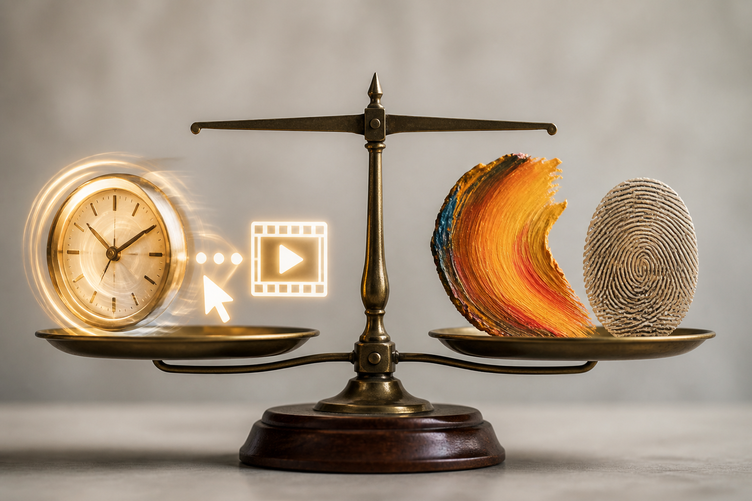 Viralmatik — Kurzvideos auf Autopilot: Eine Waage, die die Vorteile wie Zeitersparnis und Einfachheit von Viralmatik mit den Herausforderungen der Bewahrung von Authentizität und Individualität bei der Erstellung von Kur